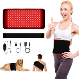 pinfriy 120 LEDs Red Light Lamp Belt 3 in 1 Chip, 120 * 660nm 240 * 850nm Near Infrared Light Belt, Flexible Wearable Wrap for Home/Office Use, black