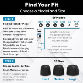 SONICFOAM Memory Foam Earbud Tips - Premium Noise Isolation, Replacement Foam Earphone Tips, 10 Pack for in Ear Headphone Earbuds (SF4 Large, Black)