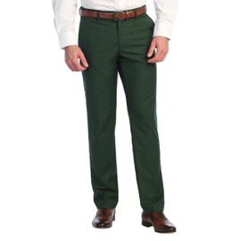 Gioberti Men's Hidden Expandable Waist Dress Pants, Hunter Green, Size 34-30