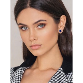 Bestyle Women's 925 Silver Stud Earrings, 13 Colours of Stone, Gift for Mum, Girlfriend, Valentine's Day, Mother's Day, 6 mm, Sterling Silver