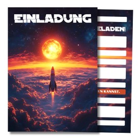 HIDEBLOOM Space Invitation Cards Children's Birthday Boy I Pack of 12 I DIN A6 (10.5 cm x 14.8 cm) I Rocket Invitation Birthday I Boys Girls I Invitation Card Teenager I Space Galaxy