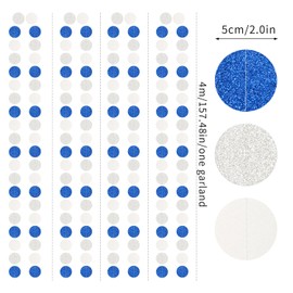 Blue White Silver Party-Decorations Circle Garland - 52FT Wedding Hanging Streamer Banner,Birthday Baby Bachelorette Engagement Mothers Valentines Day Bridal Shower Backdrop Decor Hugtmr