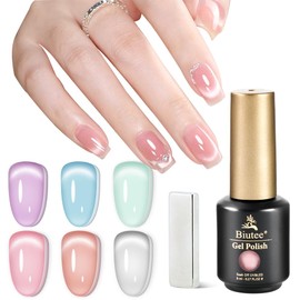 Biutee Magnetic Nails, Gel Nails, 6 Colors, Gel, Cat Eye, Cat Eye Effect, 0.3 fl oz (8 ml), With Magnet, Cat Eye, Gel, Fine Particles, Diamond Gel, Magnetic, Brilliant Sparkle