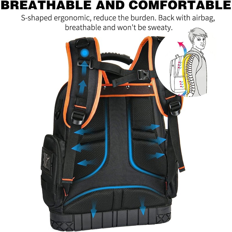 Tool Bag Backpack with 2 Canvas Tool Pouch Tool Kit,