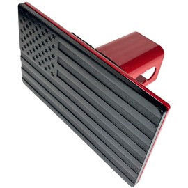 MULL American Black Flag Metal Trailer Hitch Cover (Fits 2.5" Receiver, Black 7"x4")