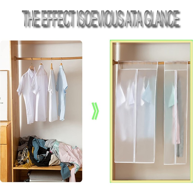 QH7 Garment Clothes Dustproof Clothes Rail Cover, Transparent Clothes Garment