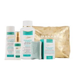 MAKARI Naturalle Multi-Action Extreme Botanical Facial Kit | Moisturizing Skin Care Set with SPF15 | 4-Piece Brilliant Skin Kit with Free Makeup Bag