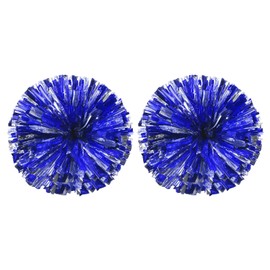 PATIKIL Cheerleading Pom Poms, 2 Pack PET Cheer Pom with Finger Holes for Sport Game Team Spirit Fun Dance Stage Events, Blue Silver