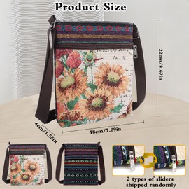 Creaher Embroidered Crossbody Bag， Canvas Cell Phone Purse Wallet Crossbody Handbags Lightweight Shoulder Bag for Women Kids Girls Lady Gift Birthday Holiday Christmas Coin Purse