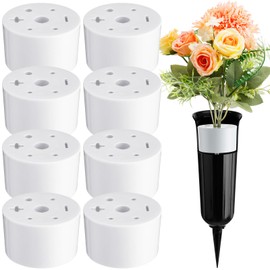 FillTouch 8 Pcs Cemetery Grave Vase Inserts Plastic Flowers Holder Bracket with 7 Hole Cylindrical Reusable Cemetery Flower Holder for Grave Vase Decorations, Keeping Bouquets in Place