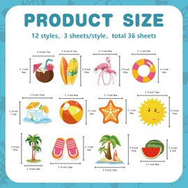 CREATCABIN 36Pcs Christmas Tree Ornaments Wooden Pendant Decorations Summer Beach Small Wood Hanging Ornaments Tags Wooden Slices Ornaments Tree Decor with String for Luau Hawaiian Party Supplies