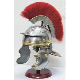 Medieval Roman Officer Centurion Helmet Historical Armor Helmet with Red Plume Rustic Vintage Home Decor Gifts