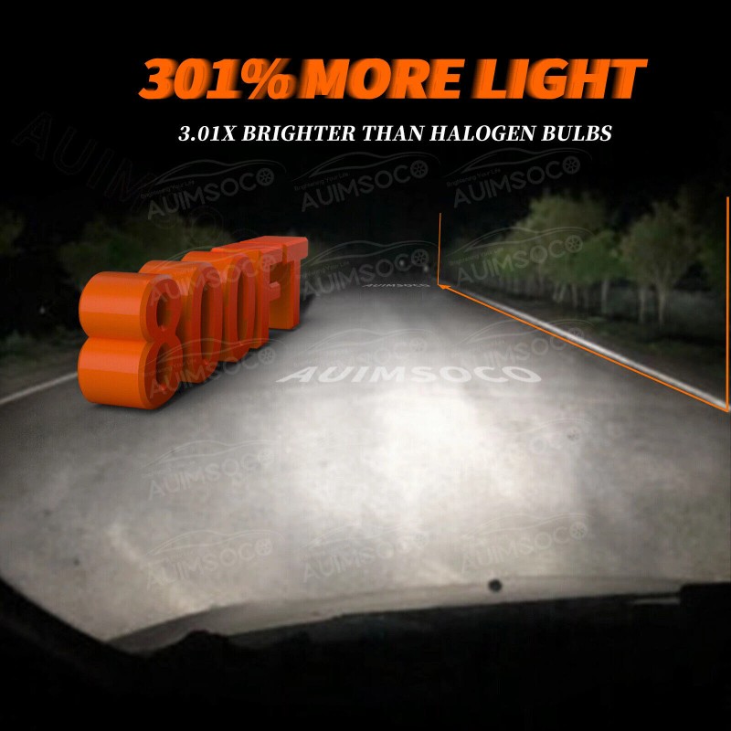 AUIMSOCO 9006 LED Lamps Combo Bulbs 6500K High Low Beam