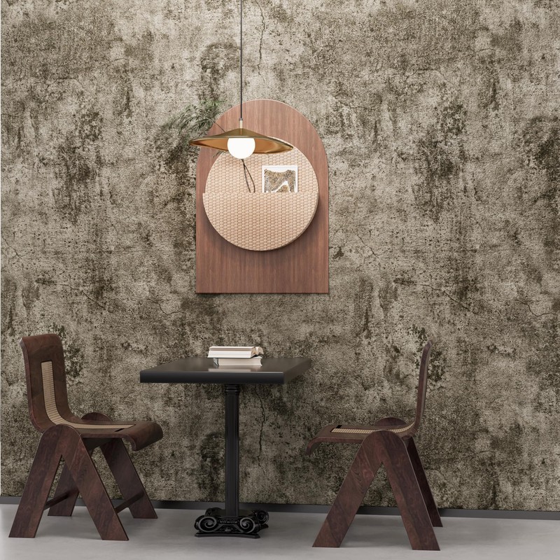 3yecao 48"×197" Extra Wide Thick Light Brown Grey Concrete Wallpaper