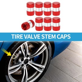 A ABSOPRO Tire Valve Stem Caps 10x16MM Car Wheel Valve Cap Aluminum Alloy Red for Car Bike Motorcycle Truck Anti Crash Tyre Valve Stem Cover Valve Dust Cap Tire Valve Cap 8 Pcs