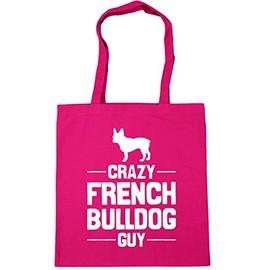 Hippowarehouse Crazy French Bulldog guy Tote Shopping Gym Beach Bag 42cm x38cm, 10 litres