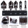 GYSRXS 5 Piece Countersink Drill Bit Set for Metal 82°