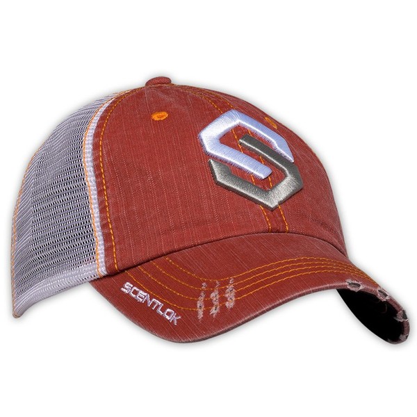 ScentLok Distressed Logo Hat, Adjustable Hat, Orange