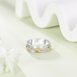 POPLYKE Hummingbird Anxiety Rings Sterling Silver Hummingbird Spinner Spinning Fidget Rings for Women Relieve Stress Gift