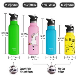 Kids Water Bottle Easy-Sip Straw Lid Leak-Proof Insulated Stainless Steel Thermos Perfect for School & Pickleball 3 Lids BPA-Free Keeps Drinks Cold for 24 Hours (White 25oz)
