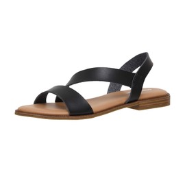 CUSHIONAIRE Women's Lido asym slingback sandal +Memory Foam, BLACK 10