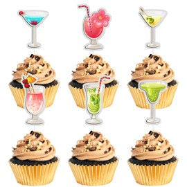 MEFENG Cocktail Collection Cupcake Toppers, Cocktail Party Decorations, Decoration Ssupplies For Bachelor Theme Party, Birthday Theme Cupcake Toppers.18 Pieces
