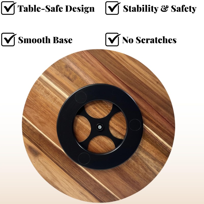 PANDAWOOD Acacia Wood Lazy Susan - 12 Inch Wooden Turntable