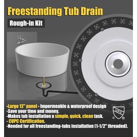 Paikalo Freestanding Tub Drain Rough-in Kit, Freestanding Bathtub Drains Installation Free Standing Tub Drain Kits with 12 Inch Flange Base, ABS & Brass Pipe, CUPC Certification