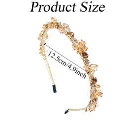 Champagne Crystal Headband Rhinestone Bridal Thin Hair Hoop Crystal Beaded Hairbands Sparkling Headband Hair Accessories Headwear for Women Party Daily