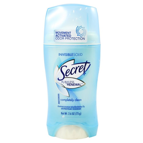 Secret Flawless Antiperspirant/Deodorant, Invisible Solid, Completely Clean, 2.6 oz.