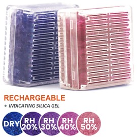 Wisesorb Silica Gel Canister, 45 Gram 8 Packs Hard Plastic Silica Gel Desiccant Canister (Blue to Pink), Reusable Gun Safe Dehumidifier Moisture Absorber with Nonwoven Zip Lock Storage Bags