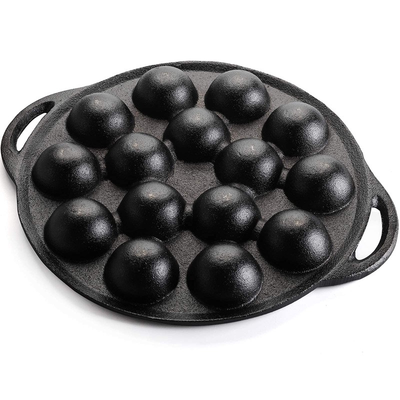 WUWEOT Non-Stick Takoyaki Pan, 1.5" Diameter Pre-Seasoned Cast Iron Octopus