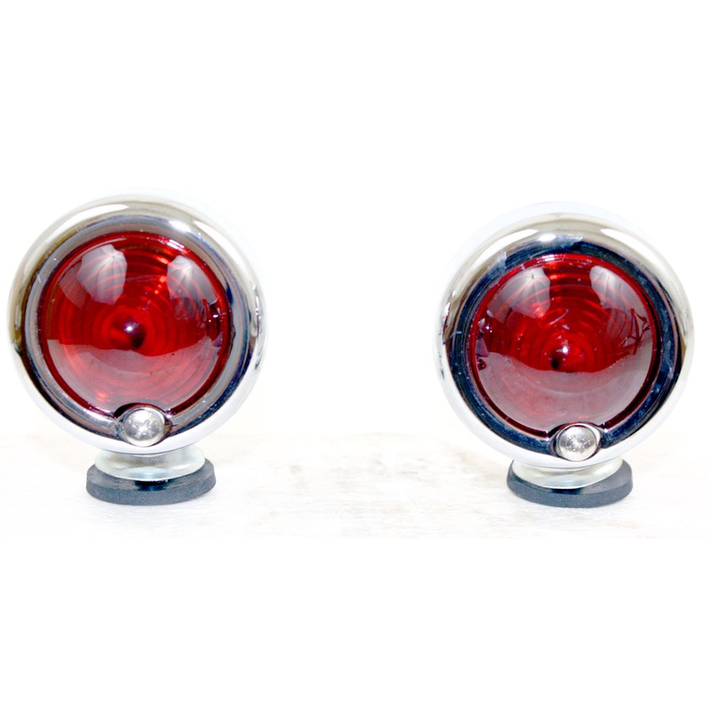 2X Superior Dixie 12V Chrome Bullet Style Red Marker Light
