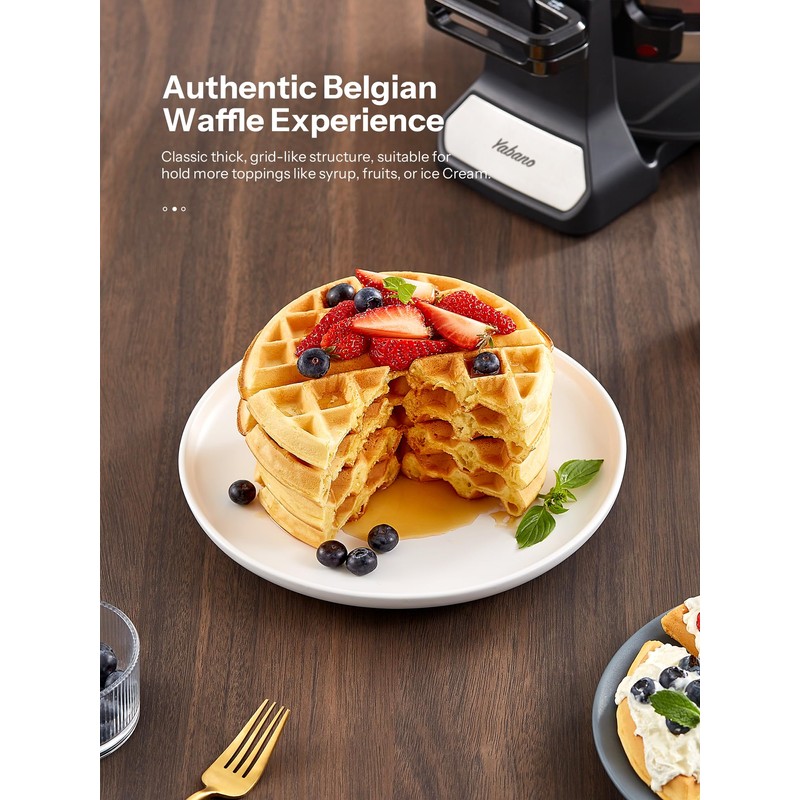Belgian Waffle Maker, Classic Rotating Waffle Iron with Nonstick Plates,