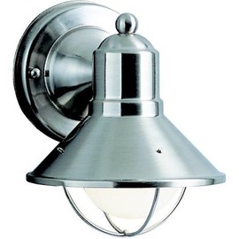 Kichler 9021NI, Seaside Aluminum Outdoor Wall Sconce Lighting, 60 Total Watts, Brushed Nickel