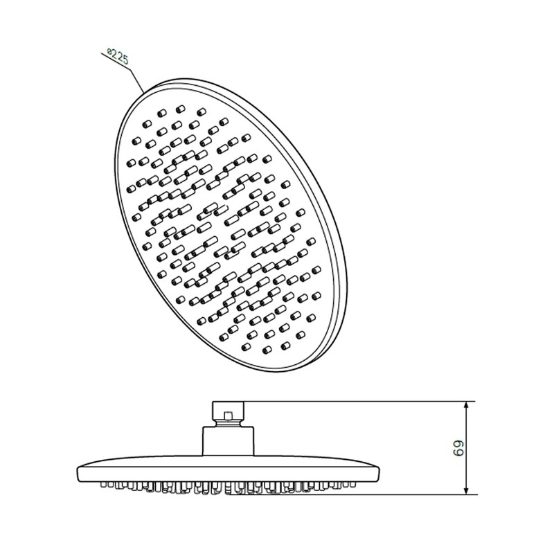 F05GA000 Gem shower head Rain shower Round