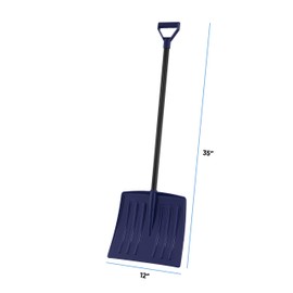 Superio Kid Snow Shovel with Metal Handle, Navy Blue Durable Shovel for Snow, Comfort D Grip Sturdy, 35“ Height, Durable Plastic Blade