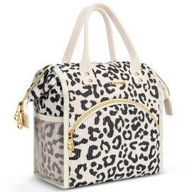 Lunch Bag Women Insulated Lunch Box Wide-Open Lunch Tote Bag Large Drinks Holder Durable Nylon Thermal Snacks Organizer for Men Adults Work Picnic Hiking Beach Fishing, Black Panther Corduroy