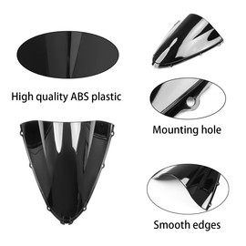 WYNMOTO Double Bubble ABS Plastic Windshield Windscreen Black Compatible for Kawasaki ZX-10R 2005 2006 2007 2008 Ninja ZX10R 05-08, ZX-6R 636 2005 2006 05 06 ZX6R, ZX-6RR/ZX600 Wind Deflectors