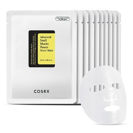 COSRX Snail Mucin Sheet Mask 10 EA with Snail Mucin Serum, Hydrating Face Sheet Masks for Dry & Sensitive Skin, Korean Face Mask for Self Care, Korean