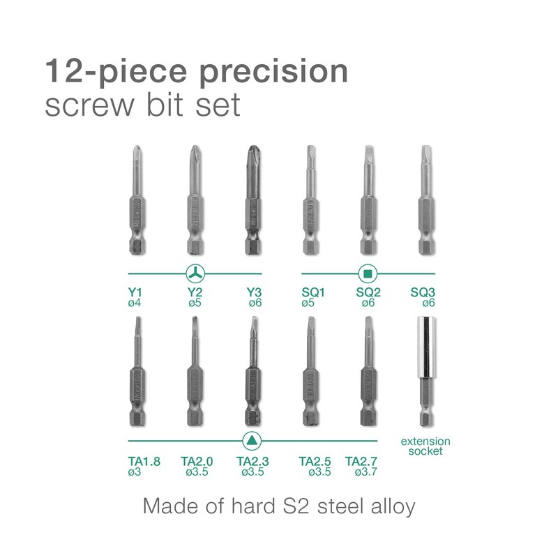 subtel 12-pc Impact Driver Bits & Precision Screwdriver Set -