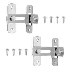 Door Latch Right Angle 90 Degree Folding Latch Stainless Steel Door Latch with Screws Heavy Duty Bathroom Door and Window Latch 2 Pack Silver
