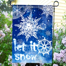 Anley Double Sided Premium Garden Flag, Winter Snowflake Let It Snow Decorative Garden Flags for Home Decor - Weather Resistant & Double Stitched Yard Flags - 18 x 12.5 Inch