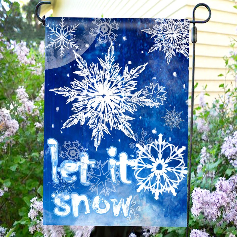 Anley Double Sided Premium Garden Flag, Winter Snowflake Let It