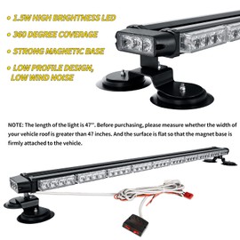 ASPL 47'' Rooftop Strobe Flashing Light Bar with 28 Strong Magnets High Visibility LED Traffic Advisor Emergency Warning Light for Tow Trucks Pickup Snowplow Vehicles (Amber)