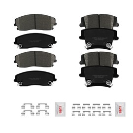 Fraxle Front and Rear Ceramic Brake Pads Set with Hardware For 2006-2023 Dodge Charger, 2005-2018 Chrysler 300, 2009-2022 Challenger, Magnum