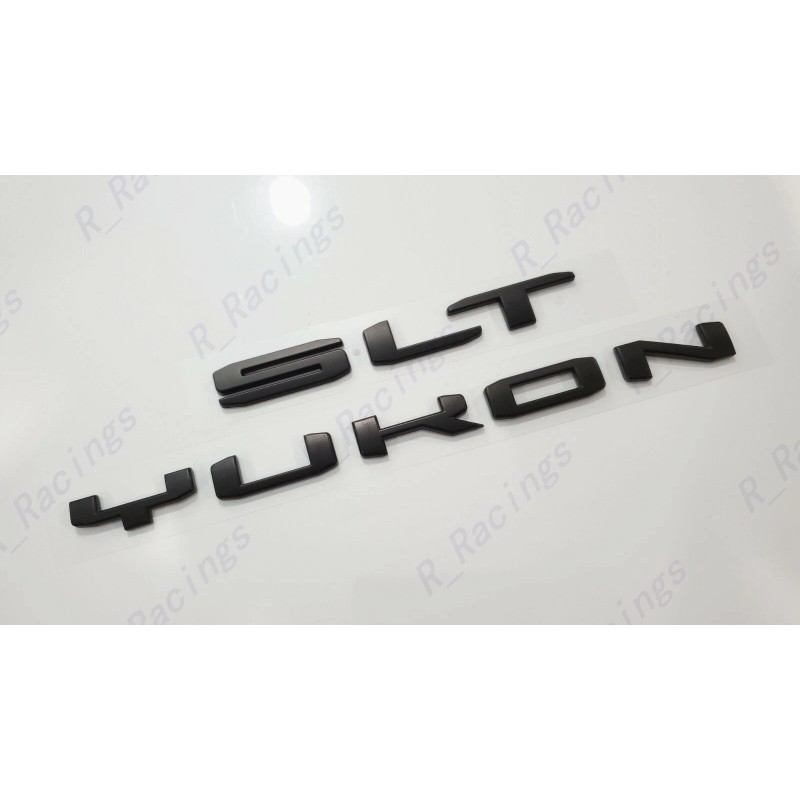 GMC 2PCS Matte Black Rear Yukon SLT Letters Emblem Fit