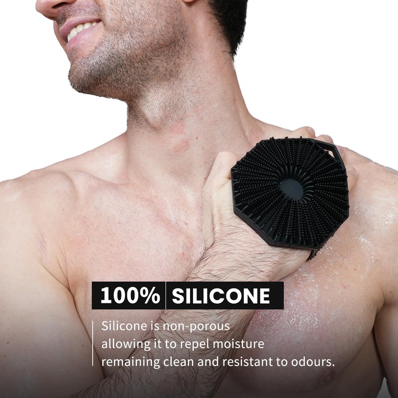 iTokGoK® Premium Silver-Infused Double-Sided Design 2-in-1 Silicone Body Scrubber for