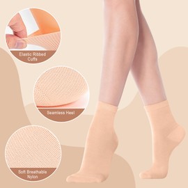 Fjquamitix 4 Pairs Ballet Socks for Girls Women, 100% Nylon Seamless Dance Socks, Stretchable Ballet Socks for Ballet Jazz Yoga (UK, Age, 14 Years, 18 Years, Regular, ballet pink)