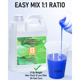 Nicpro 140oz Silicone Mold Making Kit, 30A Platinum Liquid Silicone Rubber, Flexible Silicone Molds Maker Mix Ratio 1:1 for Casting 3D Resins Molds DIY with Gloves, Sticks, Mixing Cups